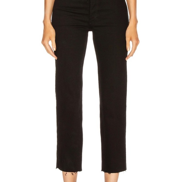 Re/Done Originals high-rise stovepipe jet black raw hem denim jeans size 24 - Picture 3 of 15